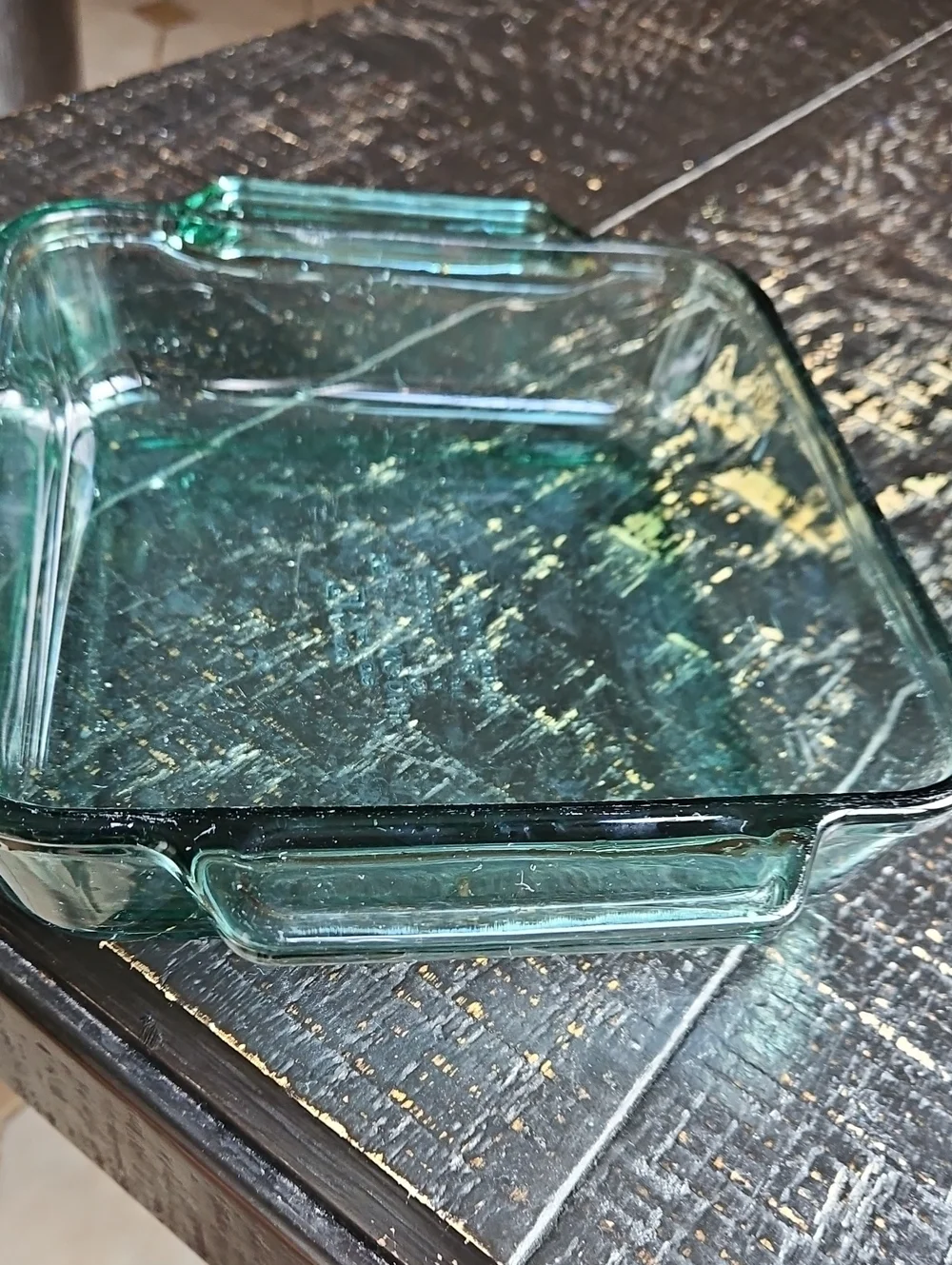 Vintage Anchor Hocking #1035 Green Glass Square 8